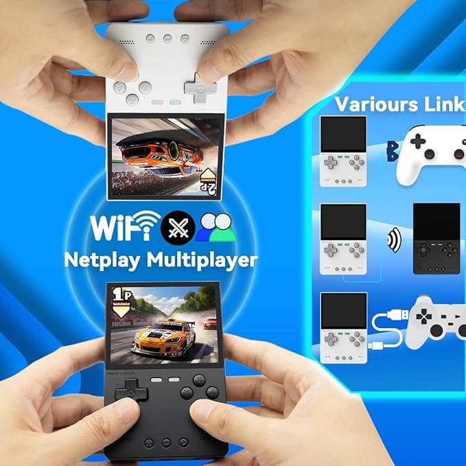 Trimui Brick Handheld Game Console 3.2-inch 1024 * 768 IPS Screen 3000mAh Trimui-brick Opensource System with Portable Case and Screen Protector White