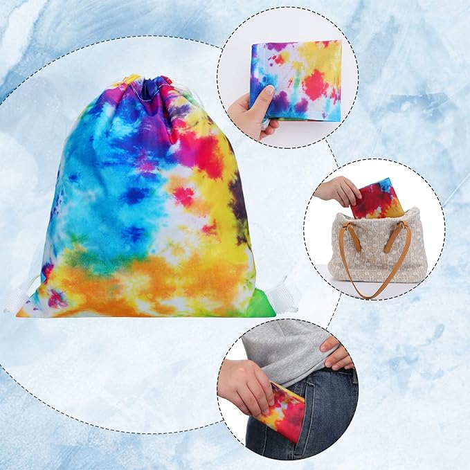 CHENGU 36 Pcs Tie Dye Party Favors Camouflage Drawstring Bag Bulk Camouflage Military Rubber Keychain Silicone Bracelet for Goodie Bag Stuffers Fillers Summer Camping Birthday Party Supplies(Tie Dye)