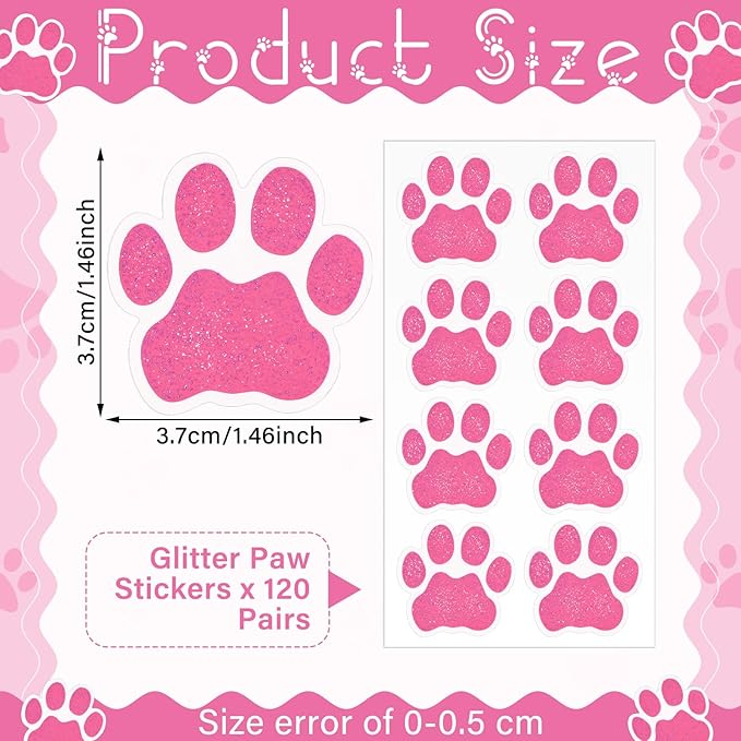 120 Pairs Pink Eye Black Bulk Tiger Paw Football Stickers Sport Glitter Eyeblack Sticker Team Spirit Accessories for University College Game Day Sports Fans Themed Party Supplies