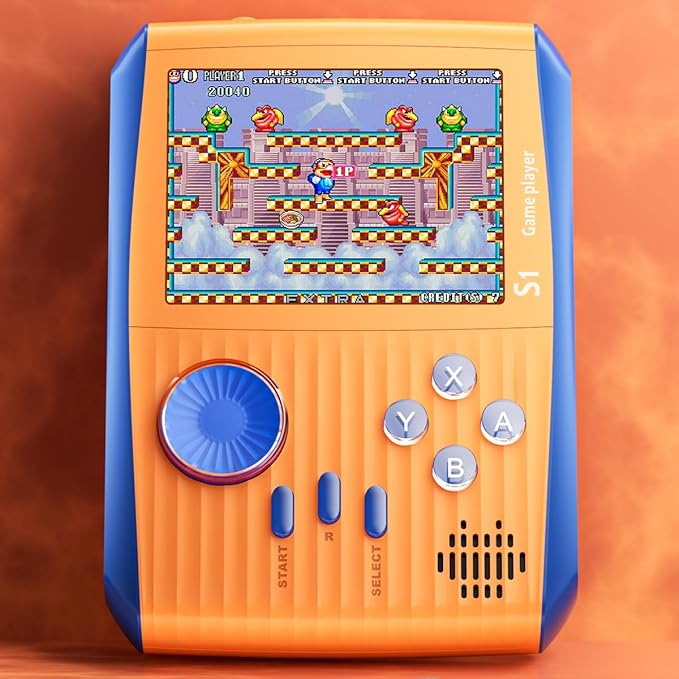 Portable Handheld Games Retro Mini Video Games，Handheld Game Console with 666 Classical FC Game 3.0" Color Screen，Birthday for Boys Girls and Adults (S1-Orange)