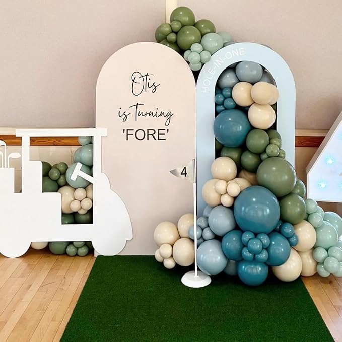 Golf Blue and Green Balloon Arch Kit for Hole In One Birthday Masters Golf Party Fore Par-Tee Baby Shower Party Decoration (Blue Green)