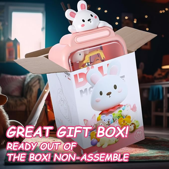 Cartoon Claw Machines for Kids 36 Prizes Age 6+ Mini Vending Machines with Music for Kid with Plush Toy Christmas Birthday Thanksgiving Girls Boys Gifts(Bunny)