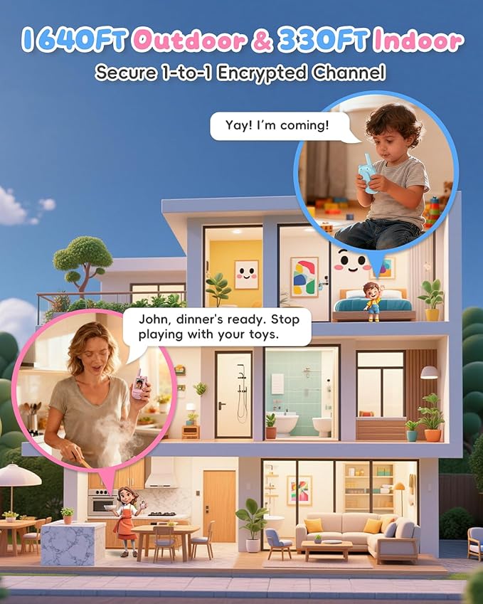 Video Walkie Talkies for Kids Rechargeable Kids Walkie Talkies 2 Pack for Girls Boys 500m/1640FT Range,4 Voice Mode,1000mAh Battery, Fun Toys Birthday Gifts for Boys Girls