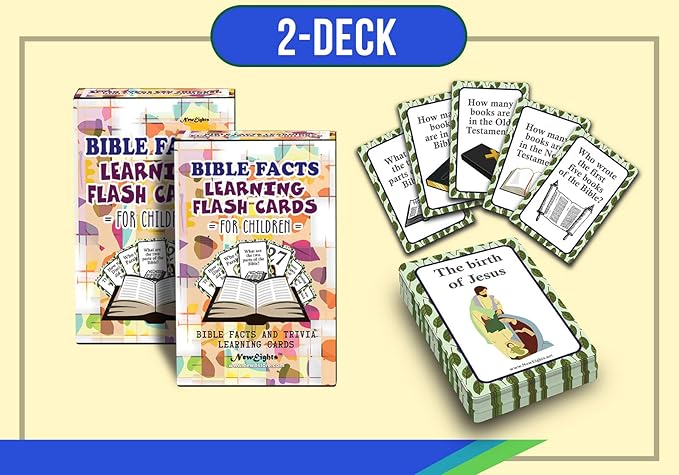 NewEights Bible Facts and Biblical Characters Learning Cards (2-Deck)