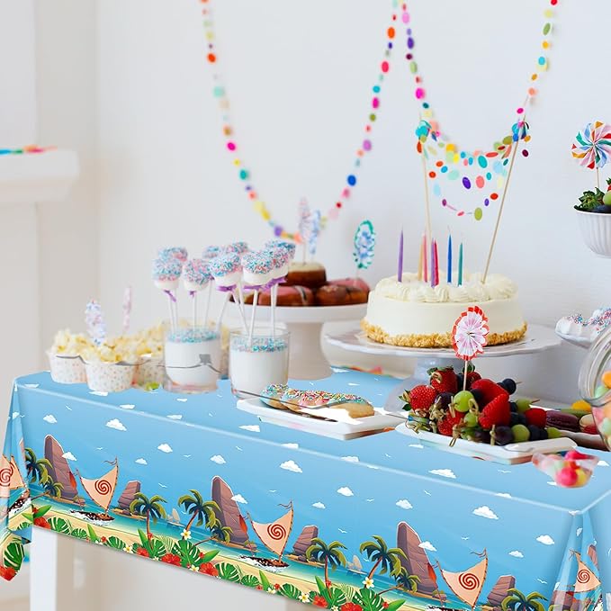 3 Pack Cartoon Party Tablecloths Plastic Disposable Rectangular Tablecloths Ocean Girl Birthday Decorations for Ocean Girl Party Dining Decoration Supplies
