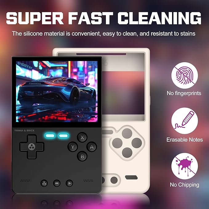 Silicone Case for Trimui Brick, Anti-Slip, Shock Proof, Soft Protective Case for Trimui Brick Handheld Game Console with Lanyard - White