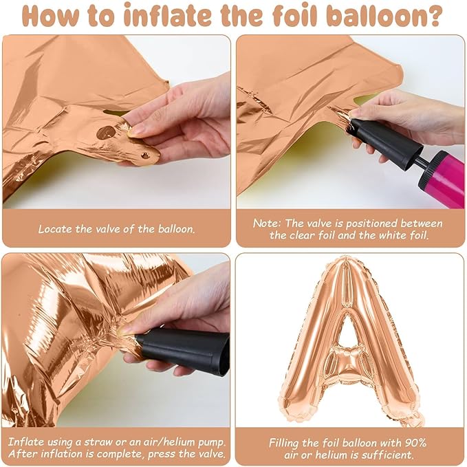 29PC Rose Gold Happy Birthday Balloon Banner, 16 Inch 3D Aluminum Letter Banner Sign, Pearl Rose Gold Metallic Balloons 18 Inch Star Heart Foil Balloons for Women, Men Party Decorations