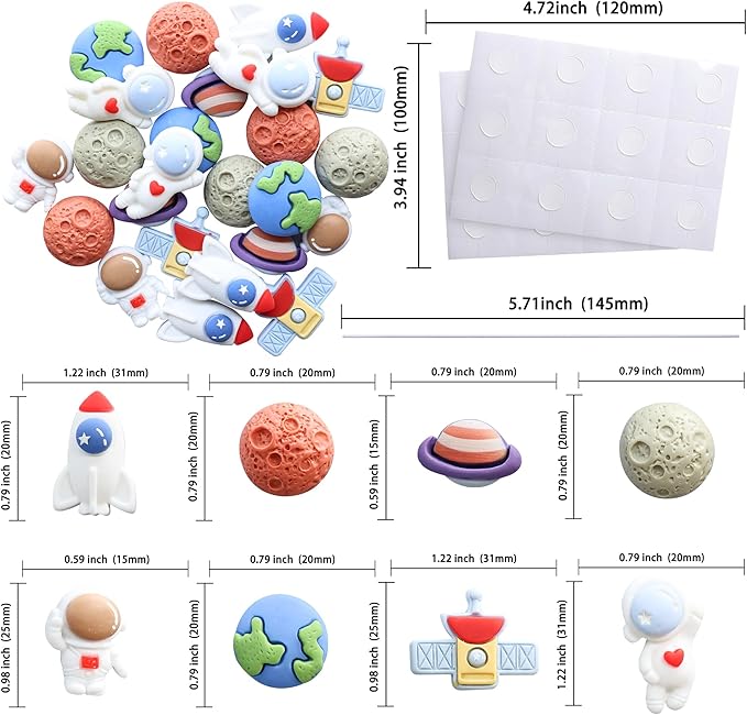 Ephlyn 24Pcs Outer Space Cupcake Toppers Planet Rocket Spaceship Trip to the Moon Star Cupcake Picks Solar System Galaxy Universe Planets Birthday Cupcake Decorations Party Supplies