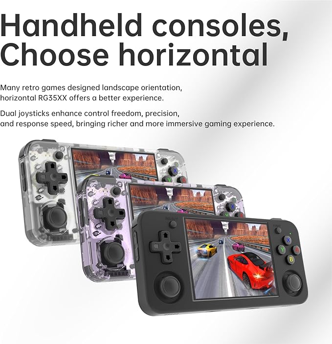 RG35XX H, Retro Handheld Gaming Console, Support HDMI TV Out, 5G WiFi Bluetooth 4.2, Dual Sticks, 3.5-Inch IPS Horizontal Screen, Make Retro Game Experience Better (64G Transparent Black)