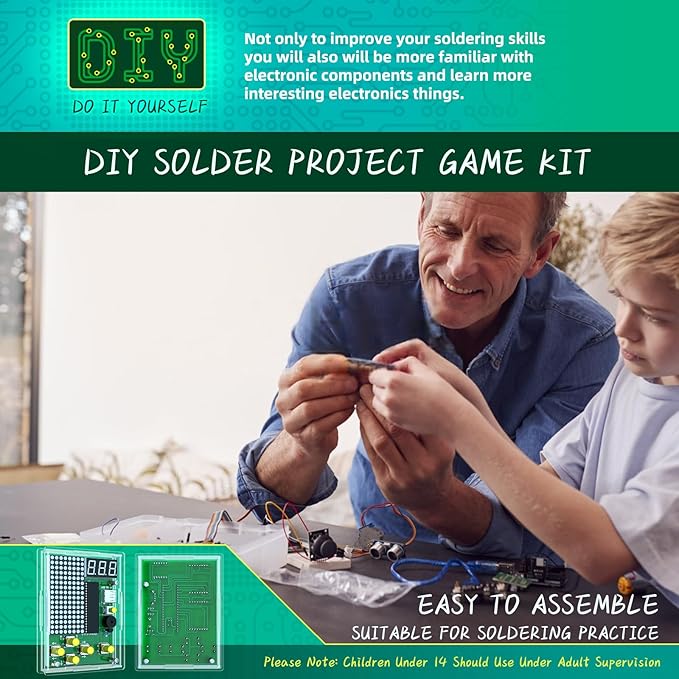 DIY Solder Project Game Kit, Soldering Projects with 4 Retro Classic Games for Electronic Soldering Practice and Learning, for Learning Teaching STEM Education Ideal Gift for Family and Friends