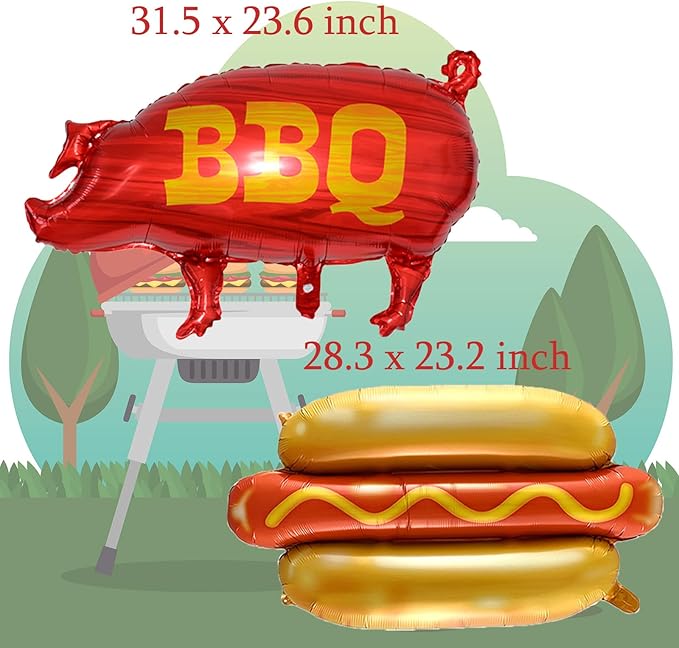 10Pcs Picnic BBQ Party Balloons Hamburger Hot Dog Ketchup Mustard Bottle Balloons for BBQ Picnic Cookout Summer Birthday Baby Shower Party Decorations Supplies