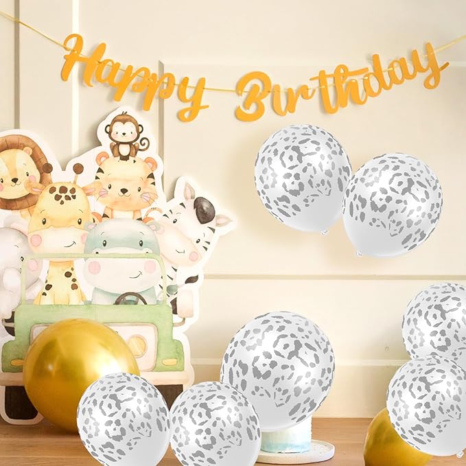 Gejoy 36 Pcs Cheetah Balloons Silver Leopard Print Balloons 12 Inch Spots Latex Leopard Jungle Animal Decorations for Cheetah Zoo Theme Birthday Party Supplies