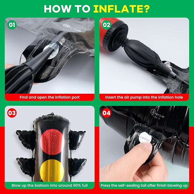 6Pcs Traffic Light Balloons for Race Car Party Decoration, Transportation Foil Balloons Stop Light Decor for Kids Car Theme Construction Vehicle Birthday Baby Shower Party Supplies