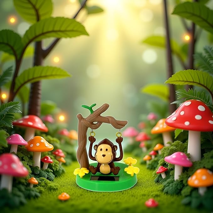 Brown Cute Solar Powered Dancing Monkey,Solar Monkey Swinging Animated Bobble Dancer,Solar Powered Car Dashboard Interior Decoration Desktop Ornaments Dancing,Solar Power Kits,Learning and Education
