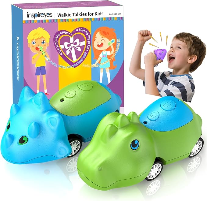 Dinosaur Kids Walkie Talkies 2 Pack, Toys for Boys Girls Age 3 to 5 7, 48H Playtime, Fun for Home or Yard, T-Rex Rechargeable Gift Birthday Christmas Camping Toddlers