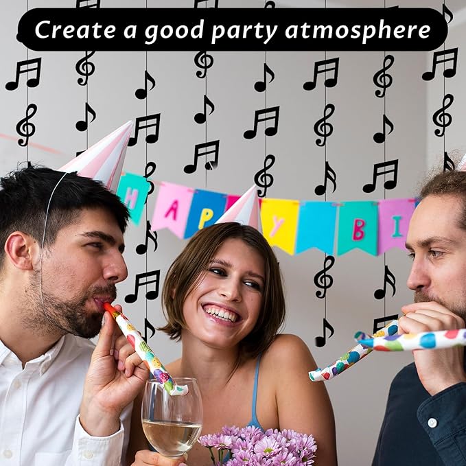 8PCS Music Notes Party Decorations, Black Musical Note Hanging Swirl, Music Theme Party Supplies, Musical Notes Garland for Concerts, Music-Theme Parties, Birthdays, Weddings and Baby Showers
