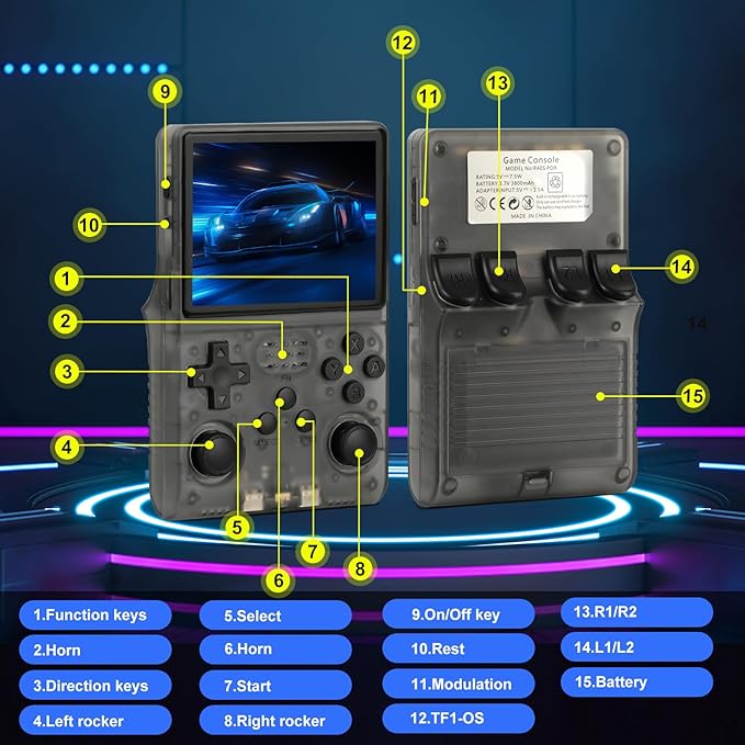 R40S Pro Handheld Game Console, Over 30,000 Pre-Installed Games, More Than 20 Retro Emulator Systems, 3.5 inch IPS Full-View HD Screen，256GB (Gray)