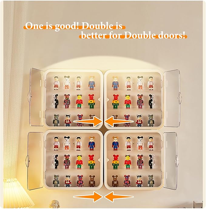 Clear Display Case for Figures, Acrylic Wall Mounted or Desktop Doll Storage Box Organizer Shelf Display for Collectibles Action Figure Blind Box Figures, Dustproof Figure Display Case