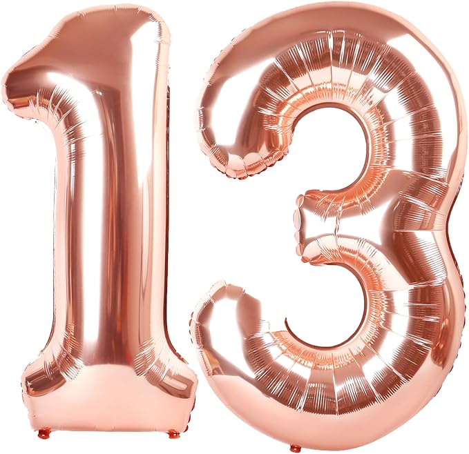 40 Inch Rose Gold Balloon Number 13 Balloon,Jumbo Mylar Foil Helium Balloon for 13 Digital Balloons for Birthday Party,Wedding Anniversary Party Decorations