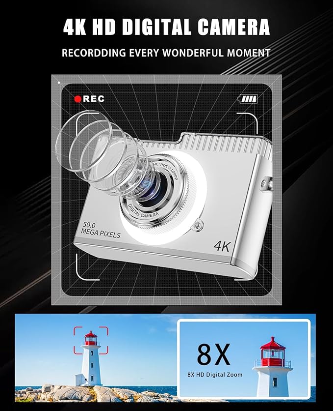 Kids Selfie Camera,8X Digital Zoom,40MP HD 1080P Video,with 32GB TF Card,Lanyard,USB-C Charging,Safe Durable Kids Digital Camera,Christmas Birthday Toy Gifts