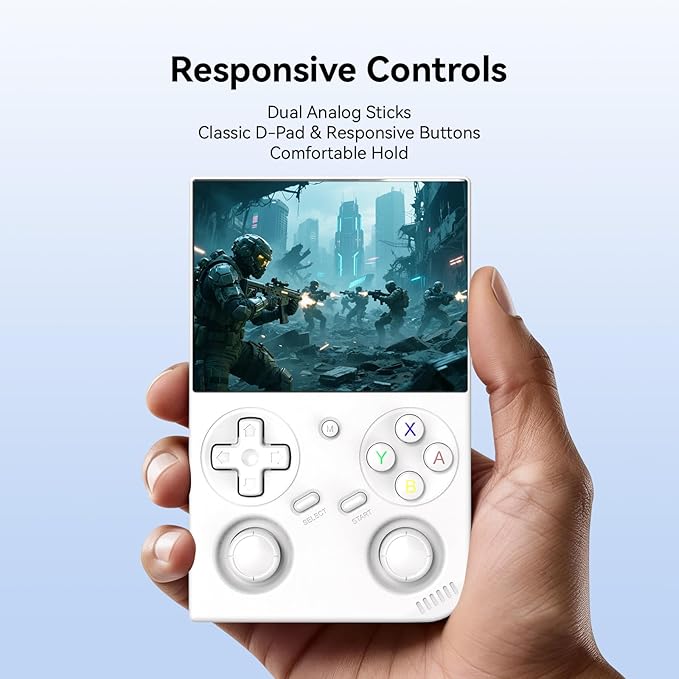 RG35XX Pro - Retro Handheld Game Console, 3.5-Inch IPS Screen, Linux OS, 64GB Card, 3200mAh Battery, WiFi & Bluetooth, HDMI Output, Includes Screen Protector & Keychain (White)