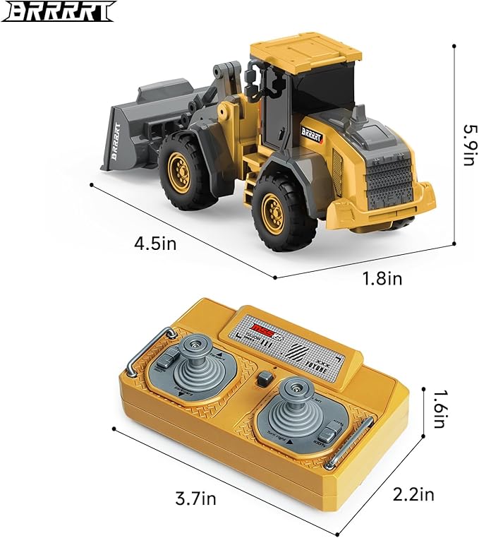 BRRRRT 1/64 RC Bulldozer Toy,Full Functional RC Construction Vehicles,Type-C Direct Charging Alloy Remote Control Bulldozer,Birthday Gifts for Boys and Girls Age 3+