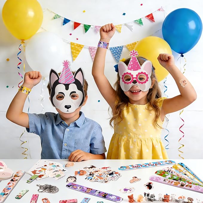 Vanblue 122 Pcs Dog Party Favors Puppy Birthday Decorations for Kids Classroom School Reward Gift Prizes Adopt a Puppy Themed Party Supplies,Dog Pinata Goodie Bag Stuffers for Boys Girls