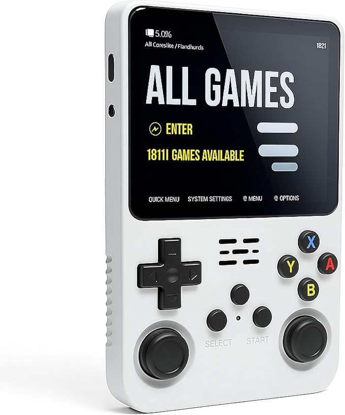 BitBox R36S ArkOs Authentic Retro Handheld Arcade Console - Built-in 20,000 Games & 64GB, 3.5 Inch IPS Screen, Ready to Play! (White)