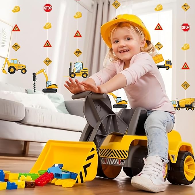 Construction Birthday Banners Construction Birthday Party Supplies Construction Paper Garlands Vehicle Truck Hanging Garlands Sign for for Boys Construction Theme Birthday Party Decorations