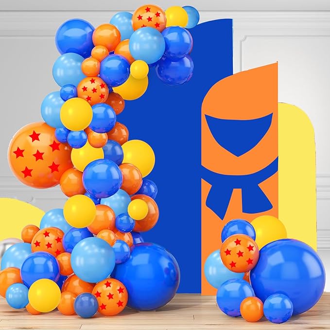 Dragon Balloons Dragon Z Party Supplies - 139 Pcs 7 Stars Balls Birthday Balloon Garland Arch Kit, Dragon Z Ball Latex Balloon Arch For Video Game Cartoon Ball Birthday Party Decorations (blue)