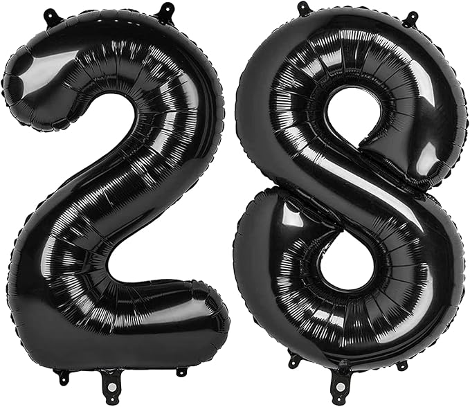 Black Number 28 Balloon - 40 Inch, Birthday Party Decorations, Anniversary & Graduation Supplies