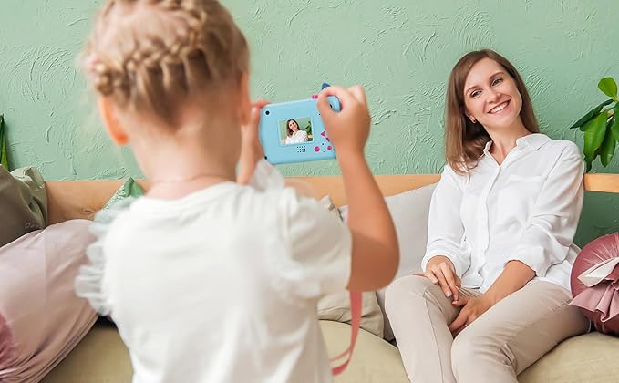 ekids Stitch Kids Camera with SD Card, Digital Camera for Kids with Video Recording, Built-in Digital Stickers, Stitch Toys for Kids