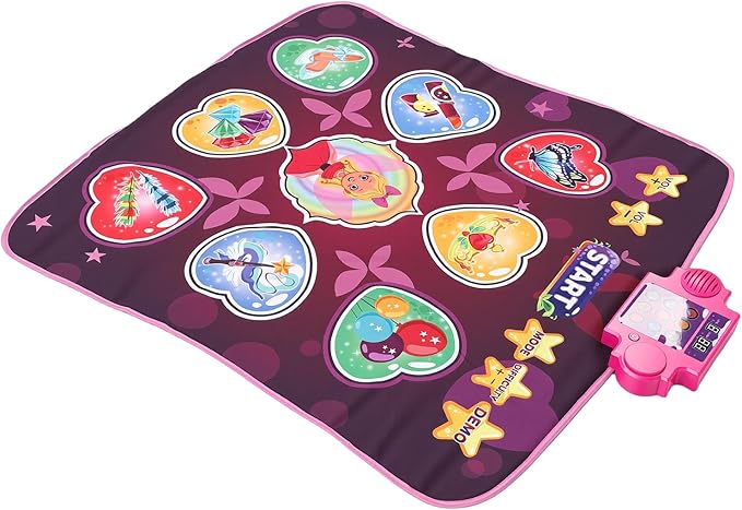 Dance Pad, Electronic Music Mat with LED Lights, Foldable Nonslip Playmat with 80 Sounds, Interactive Fun for Kids Ages 3 to 12 (Pink)