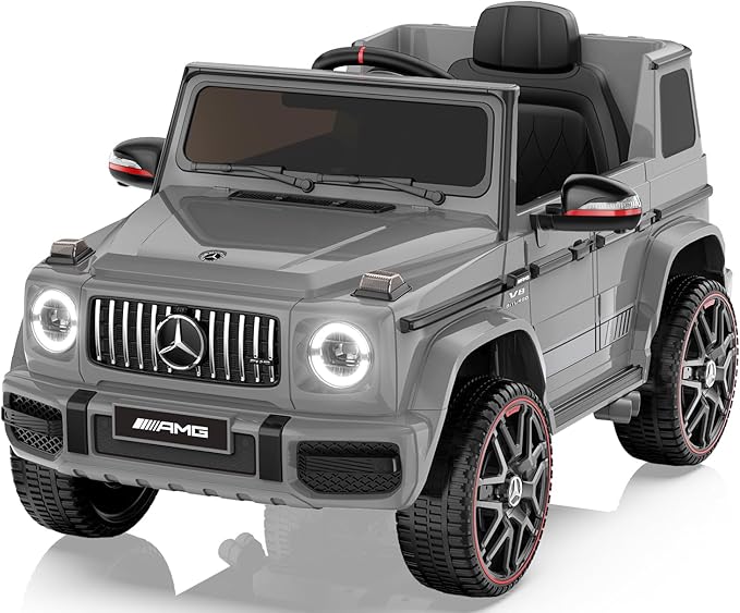 ANPABO Licensed Mercedes-Benz G63 Car for Kids, 12V Ride on Car w/Parent Remote Control, LED Headlights, Music Player & Horn, Soft Start, Low Battery Prompt, Kids Electric Car, Grey
