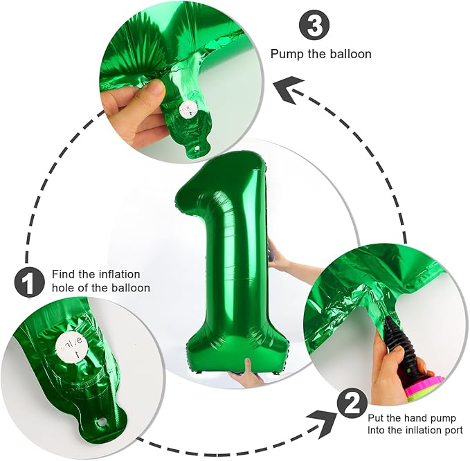 Numbers Balloon 3, 40 Inch Large Dark Green Balloon for Three Year Old Birthday Decor, 3 13 30 31 Birthday Party Decorations for Wedding Supplies
