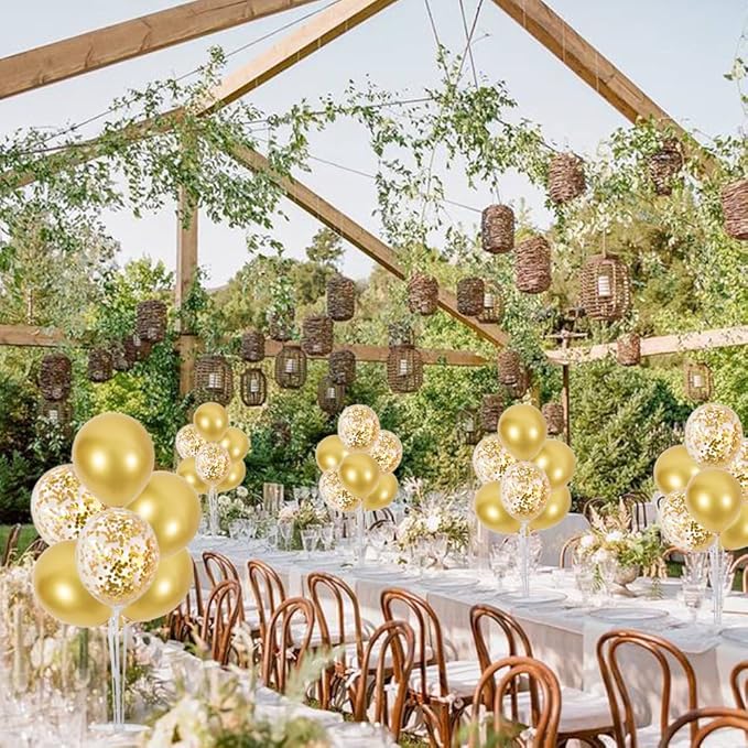 TONIFUL 6 Balloon Centerpieces with Gold Balloon Stand Kit for 2026 Graduation,Anniversary,Table Party Decorations,30th 40th 50th 60th 70th 80th 90th 100th Birthday Decorations New Years 2026