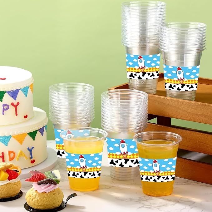 Cartoon Story Party Supplies,12oz Cartoon Story Birthday Party Cups Disposable Clear Plastic Cups for Cartoon Story Party Table Supplies (40PCS)