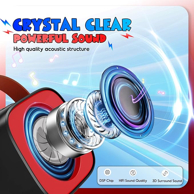 Cool Mini Karaoke Machine Toys: Kids Toys Easter Birthday Gifts Age 3-12+ LED Portable Bluetooth Speaker with 2 Wireless Microphone Basket Stuffers Gift Toy for 4 5 6 7 8 9 Years Old Girls Boys