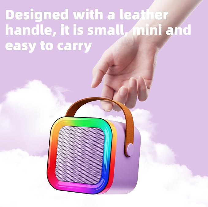 Mini Karaoke Machine for Kids & Girls with 1 Wireless Microphone, Portable Bluetooth Speaker, Christmas Birthday Gift Toy for Boys Toddlers Ages 3, 4, 5, 6, 7, 8, 9, 10, 11, 12+ Years Old (Purple - 1)