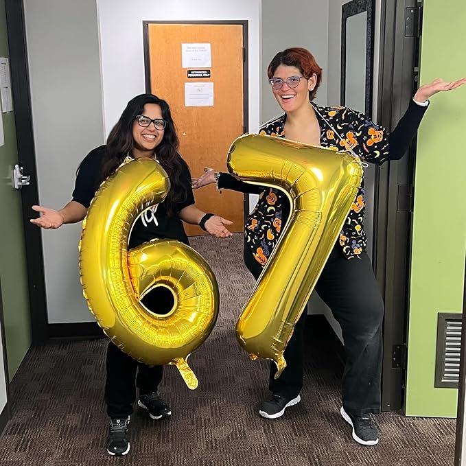 40 Inch Gold Number 2 Balloon, Giant 2 Number Balloons for 2nd Birthday Decorations, Party Supplies for Baby Boy Girl, Gold Party Decor