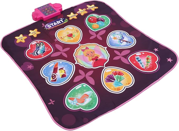 Dance Pad, Electronic Music Mat with LED Lights, Foldable Nonslip Playmat with 80 Sounds, Interactive Fun for Kids Ages 3 to 12 (Pink)