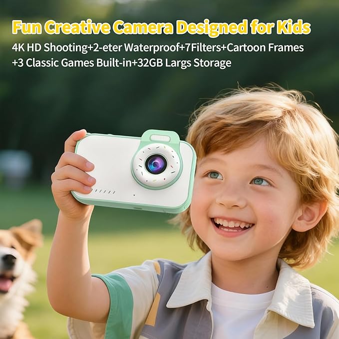 High-Definition 4K Kids Camera Toys for 3-12 Year Old Boys Girls,Mini Kid Digital Video Camera Children Camera Toy Dual-Lens Camera with 2.8in Color Screen,Best Christmas Birthday Gifts