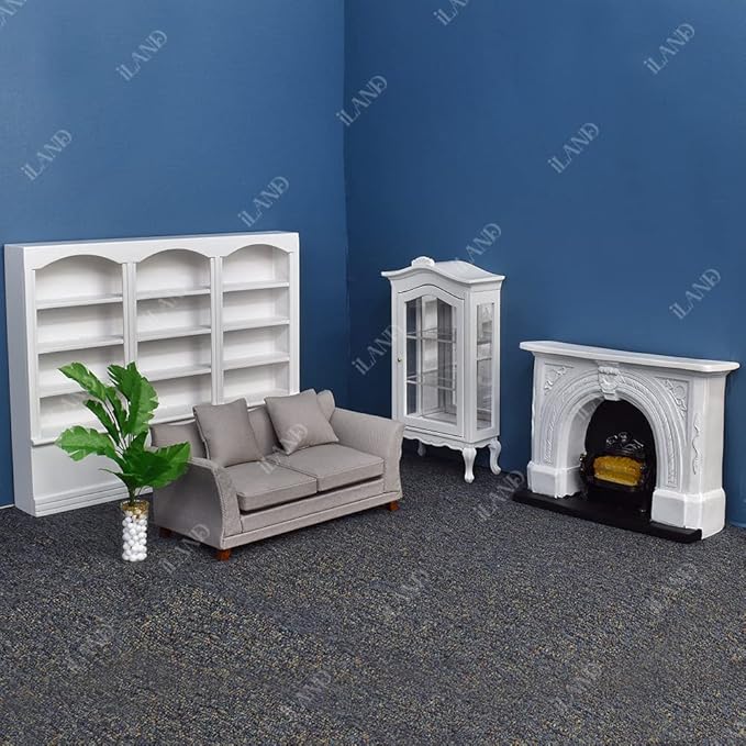 iLAND Modern Dollhouse Furniture on 1/12 Scale, Miniature Couch for Dollhouse Living Room (Khaki Drills)