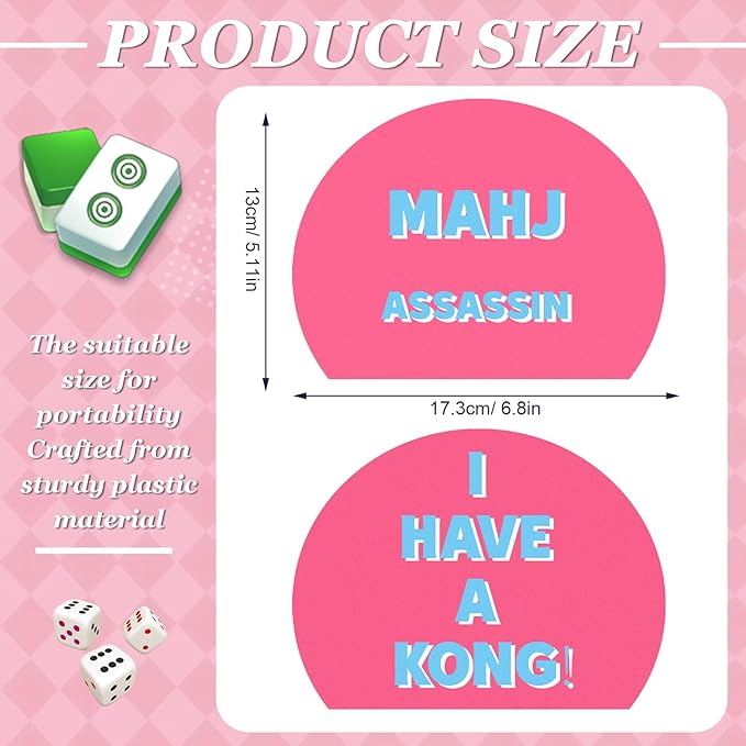 Soulchen 2 Pcs Mahjong Tile Mixer Shufflers for Mixing and Shuffling Tiles Plastic Mahjong Accessories Gifts for Lovers Games Decorative Printed Design (Pink Semicircle Style)