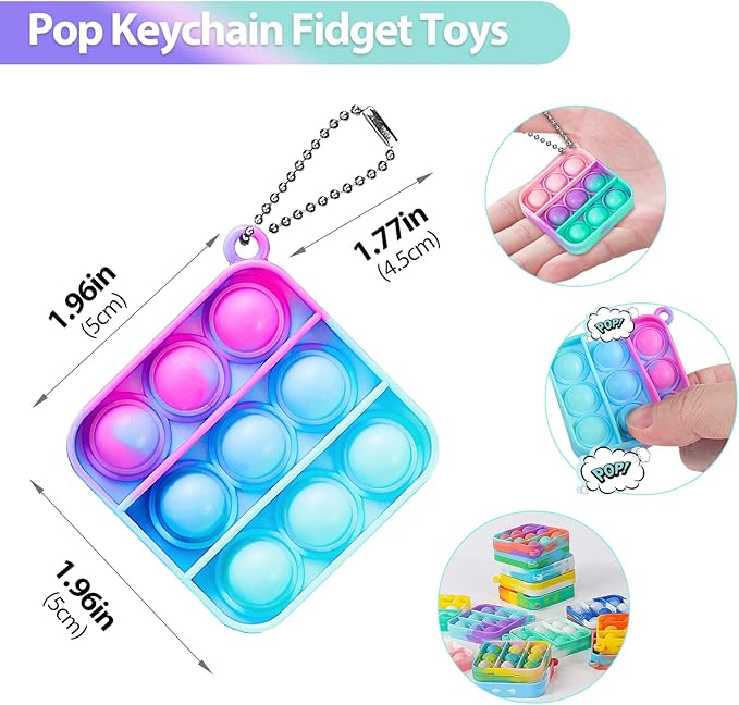 Pop Fidget Toys Bulk Its Party Favors for Kids 4-8 8-12 30 Pack Mini Pop Keychain It Easter Basket Stuffers Egg Fillers Small Fidgets for Classroom Prizes Student Gifts Birthday Goodie Bag Stuffers
