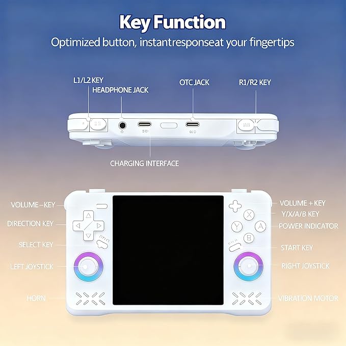 XF40H Retro Handheld Game Console Christmas Set with Gift Card & Bag,4 inch 4K IPS 128GB 21000+Classic Games,Linux OS,WiFi Multiplayer & Hall Triggers-Supports Gift for Gamer (Gray Set)