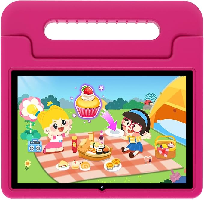 ApoloSign Kids Tablet, 10 Inch Tablet for Kids with Android 13, WiFi, BT5.0, Dual Camera, Pre-Installed Educational App, Parental Control, Shockproof Case for Boys Girls (Pink)