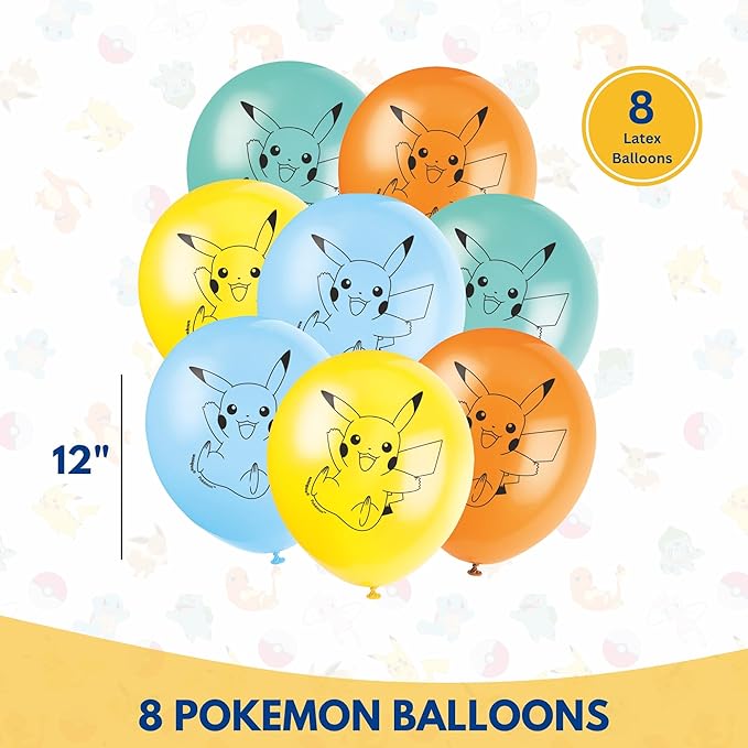 Pokemon Balloons | 8 Latex and 2 Punch Balloons | Pokemon Birthday Decorations | Party Supplies | Officially Licensed