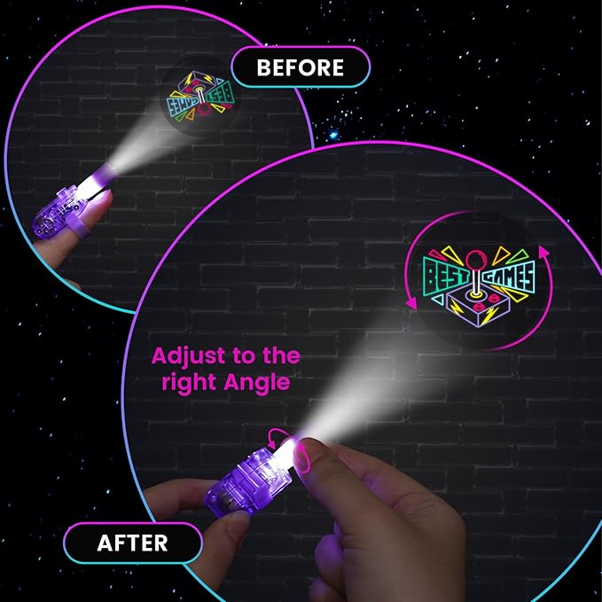 LovesTown 24PCS LED Finger Lights for Kids, Video Game Party Favors Finger Lights Glow in The Dark Supplies for Gamer Birthday Party Decorations Goodie Bags Easter Basket Stuffers Classroom Prizes