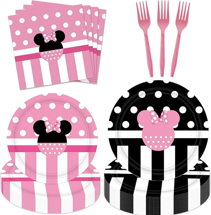 80 Pcs Pink Happy Birthday Party Tableware Oh Twodles Paper Plates Napkins Forks for Girls 1st 2nd 3rd 4th 5th Birthday Party Supplies Decorations